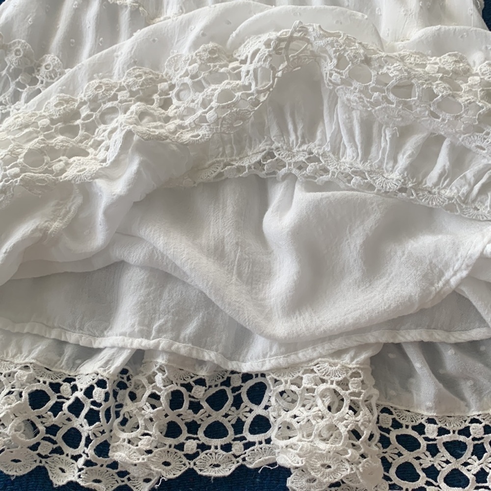 Free People Cruel Intentions white boho crochet lace mini dress, size 12 - Picture 8 of 16